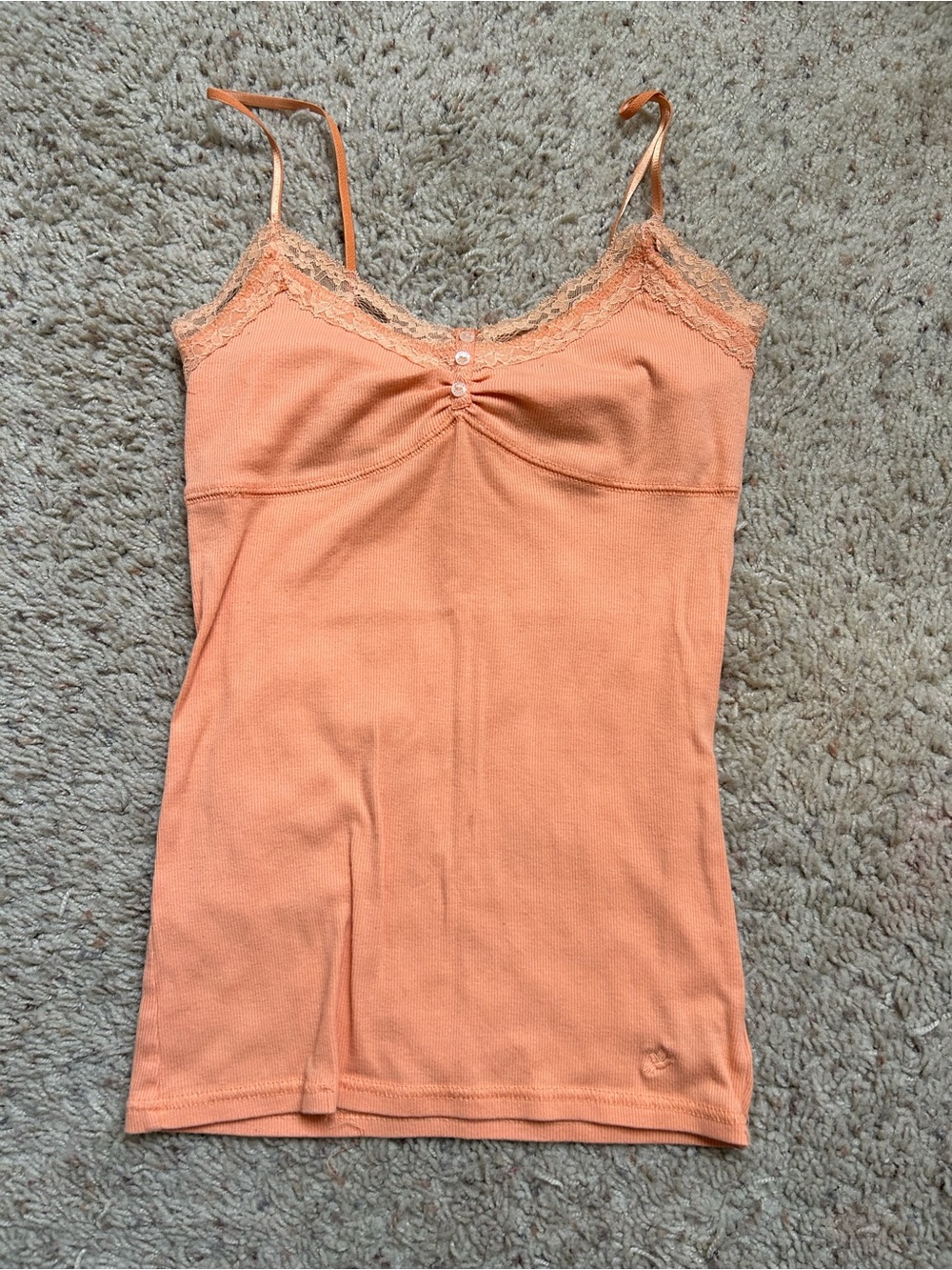 aerie Peach Lace-Trim Adjustable Strap Cami